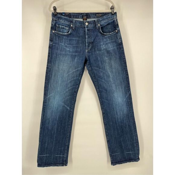 Citizens of Humanity Evans Elko Wash Jean Mens Size 34 Dark Wash Slight Distress - Picture 1 of 9